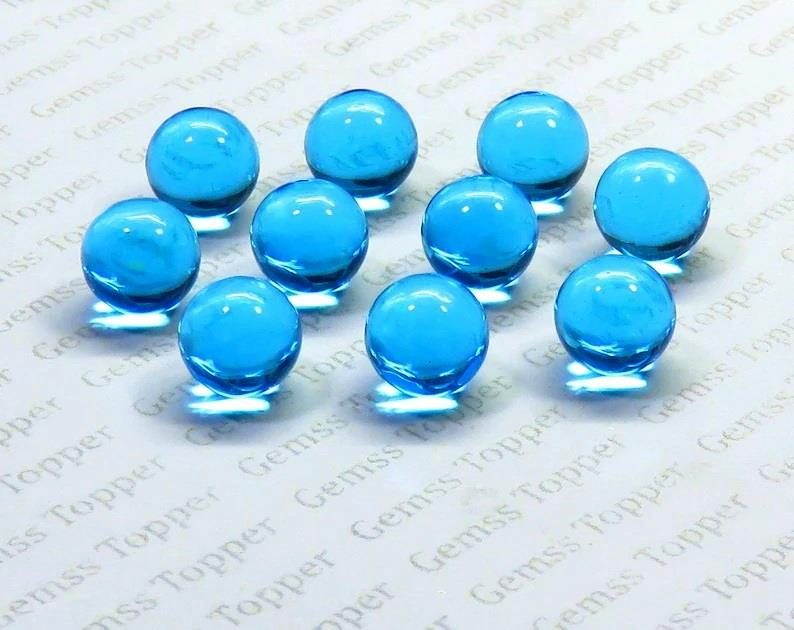 Swiss Blue Topaz 10x10 mm Ball Cabochon